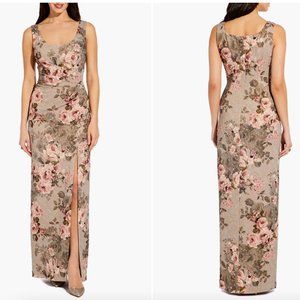 ADRIANNA PAPELL - Floral Print Brocade Gown